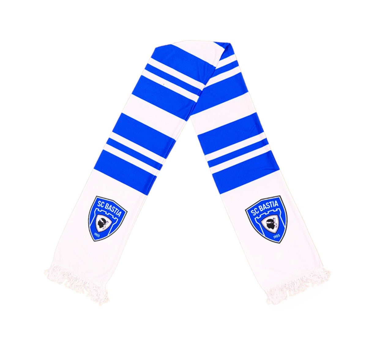 Écharpe satin à rayures bleu et blanc - SC Bastia