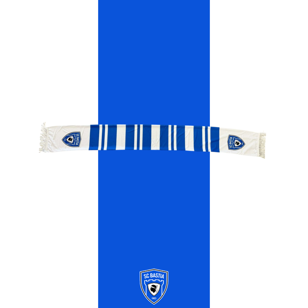 Écharpe satin à rayures bleu et blanc - SC Bastia