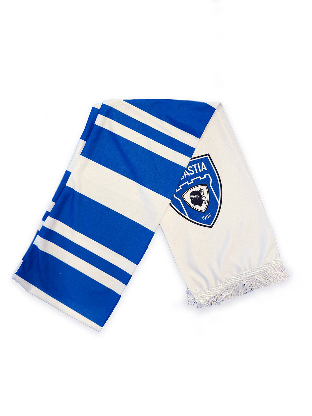 Écharpe satin à rayures bleu et blanc - SC Bastia