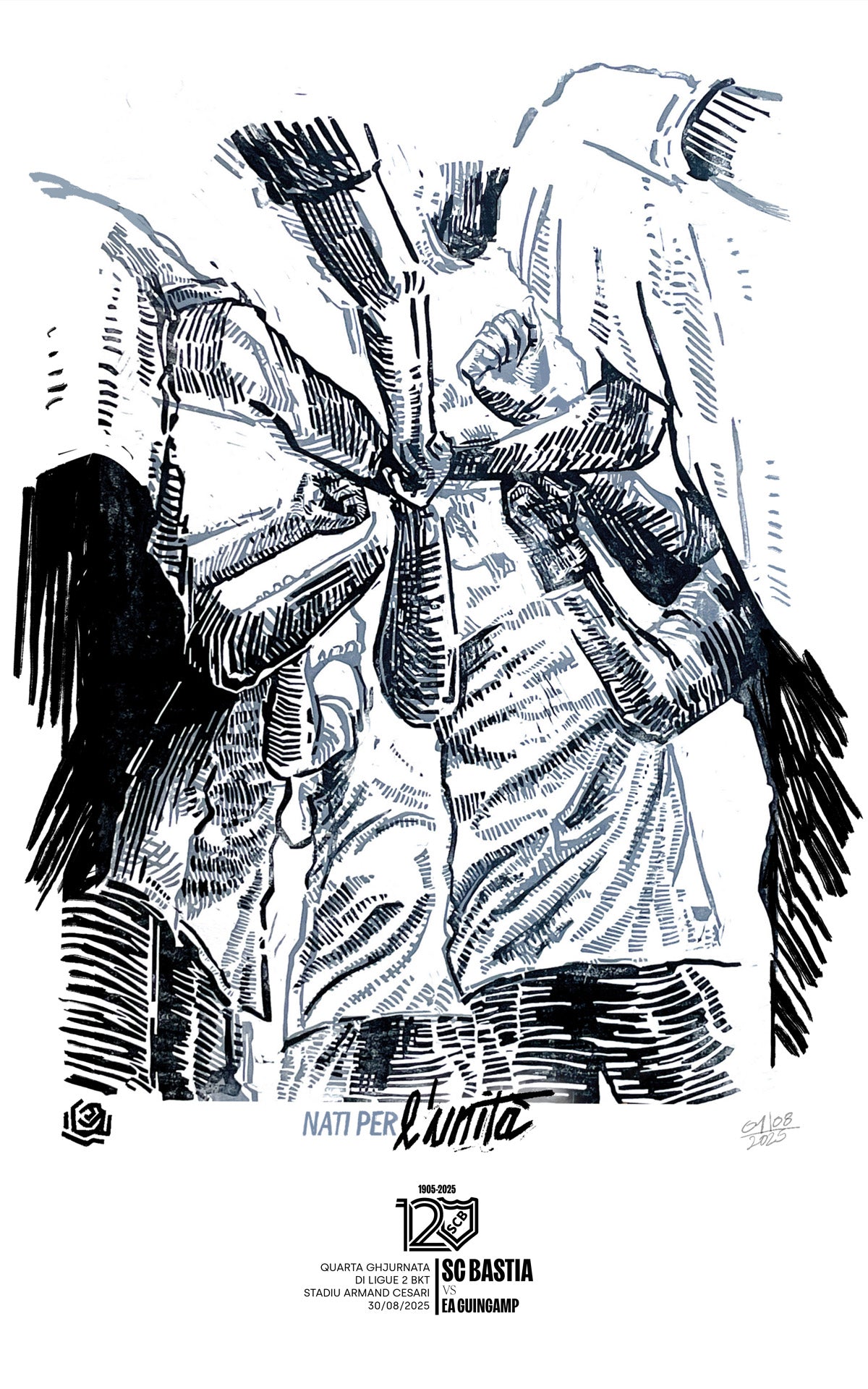 Affiche Match Sc Bastia / EA Guingamp - 30 Aout 2025